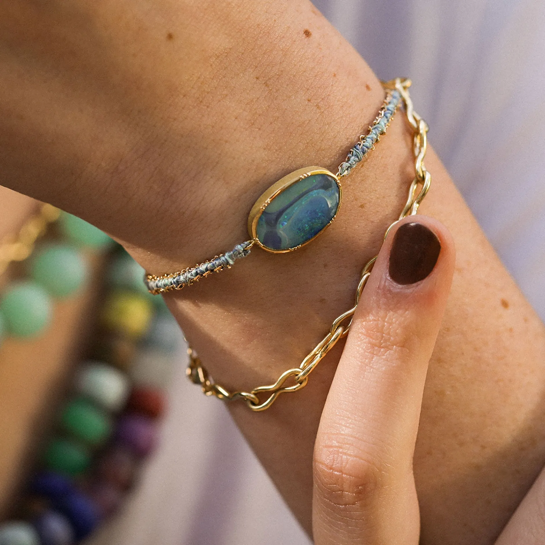 BOULDER OPAL ELLIPSE SILK GOLD BRACELET^Brooke Gregson Cheap