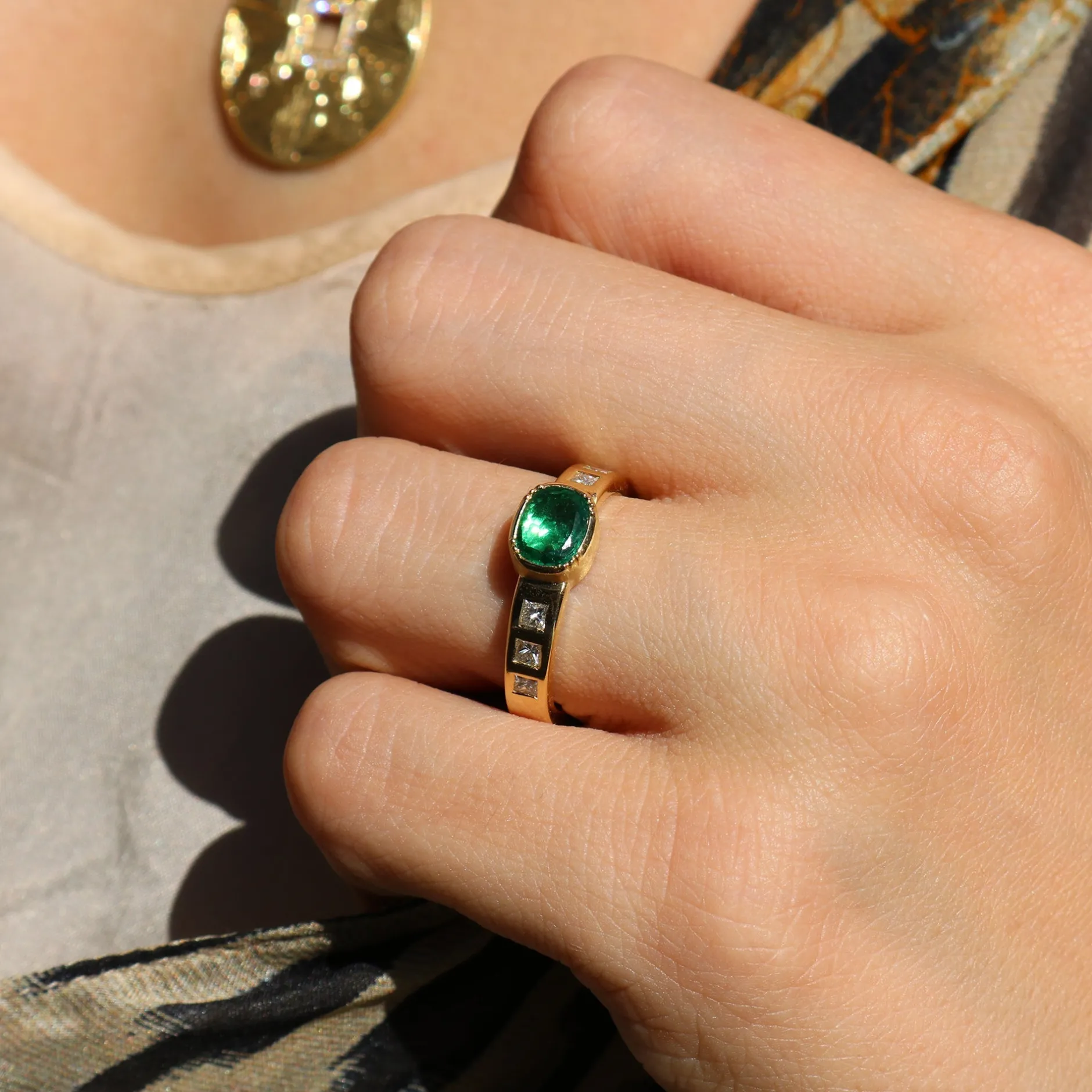 DIAMOND BAND EMERALD RING^Brooke Gregson Store