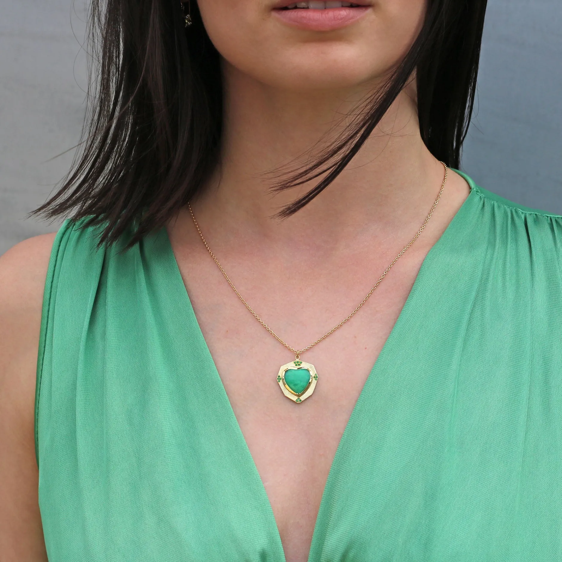 ENGRAVED CHRYSOPRASE HEART NECKLACE^Brooke Gregson Discount