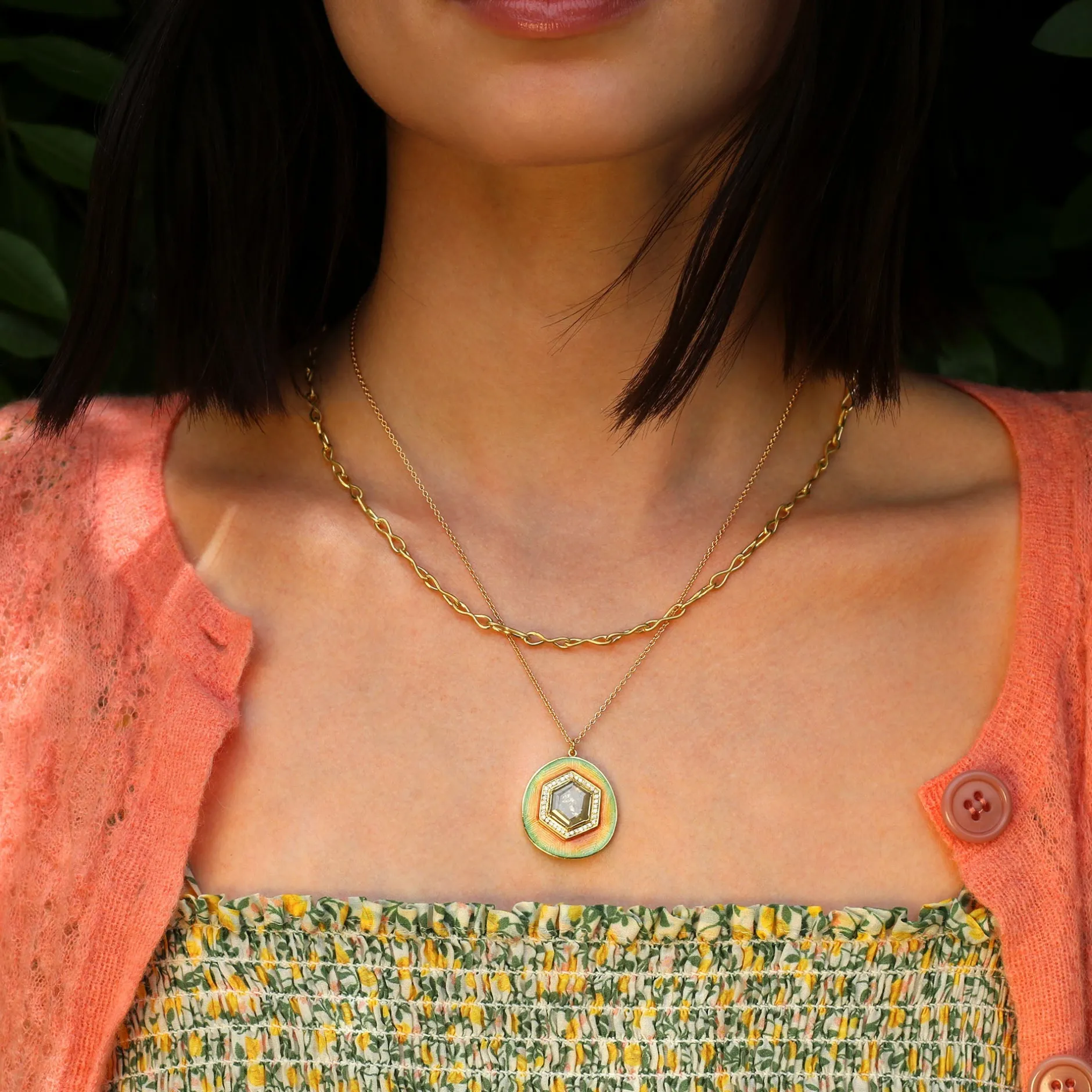 MANDALA DIAMOND ENAMEL NECKLACE^Brooke Gregson Store