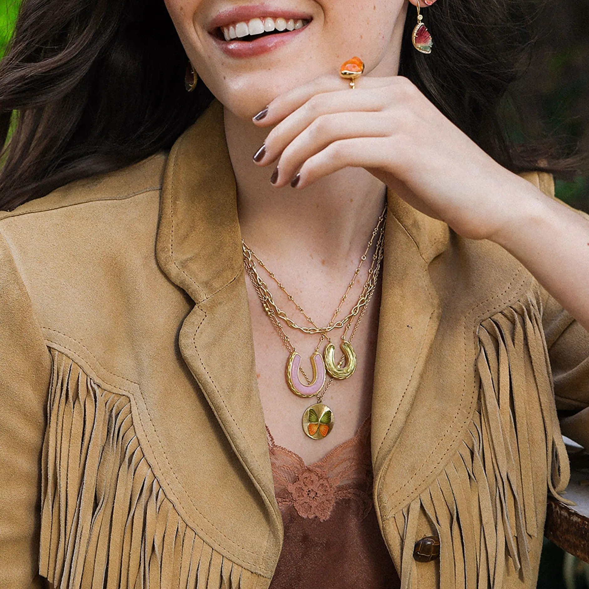 PINK OPAL HORSESHOE NECKLACE^Brooke Gregson Outlet